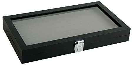 Ring Display Case Jewelry Storage Box Organizer Glass Top 72 Slot Tray Holder 