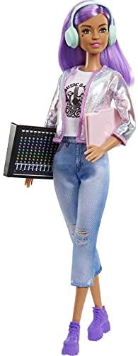 Barbie Career of The Year Music Producer Doll Jacket & Jeans Plus Sound Mixing Board Computer & Headphone Accessories Trendy Tee Colorful Orange Hair 12-in Great Toy Gift 
