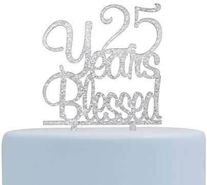 Twenty Five Cake Topper Acrylic Silver 25 Birthday Anniversary Party Decoration 