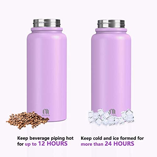 Leakproof BPA Free Personalized Water Bottle Travel Thermos for Biking Macrosaving Water Bottle with Straw Double Wall Vacuum Stainless Steel Sports Insulated Water Bottle 3 Lids Hiking 27oz 