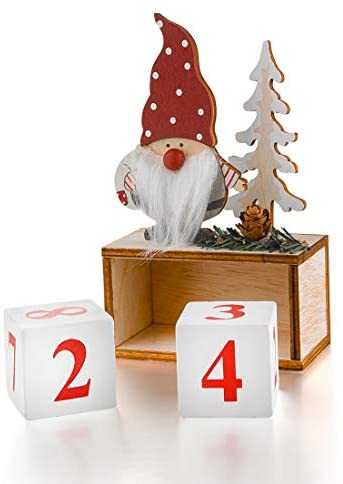 Small Christmas Desk Calendar丨Xmas Advent Calendar丨Children's calendar block Number Date Wooden Blocks Cute Desktop Calendar Decoration for Home Office Decoration （Santa） 