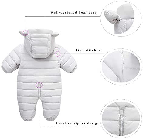Baby Winter Candy Color Jumpsuit Snowsuit with Hood Zipped Toddler Outfit 