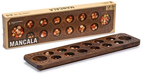 Yellow Mountain Imports Mancala Set with Wooden Board and Quartz 