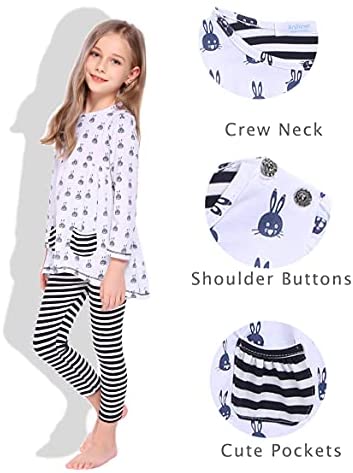 Arshiner Little Girls Clothes Set Cute Bunny Girls Outfits Long Sleeve Tops and Pants Set 