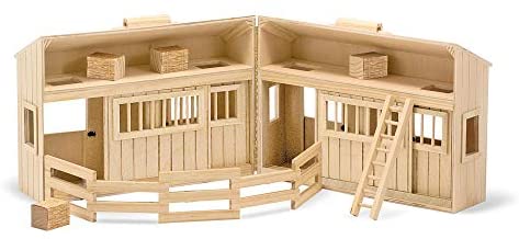 Melissa & Doug Fold and Go Wooden Stable 2 Horses Corral VGUC Preschool Play for sale online 