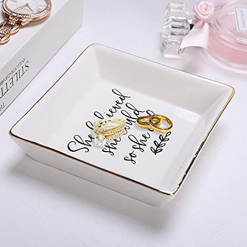 ElegantPark Sister Gifts from Sister Ceramic Ring Dish for Sister Birthday Friendship Gifts for BFF Women Square Home Decorative Jewelry Trinket Dish 