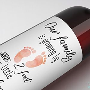 6 GENDER NEUTRAL Pregnancy Announcement Wine Labels2 Feet & 1 Little Heartbeat! Alternative to Pregnancy Announcement Cards, Pregnancy Reveal Wine ...