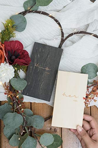 Lings moment Handcrafted Vow Books Wedding Vows Book His and Her Rustic Wood Vow Book Set of 2,Vow Renewal Notebook Booklet Journal Keepsake with Wooden Box
