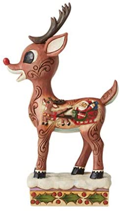 Enesco Jim Shore RUDOLPH with LIGHTED NOSE Red nosed Reindeer 6001591 NEW 