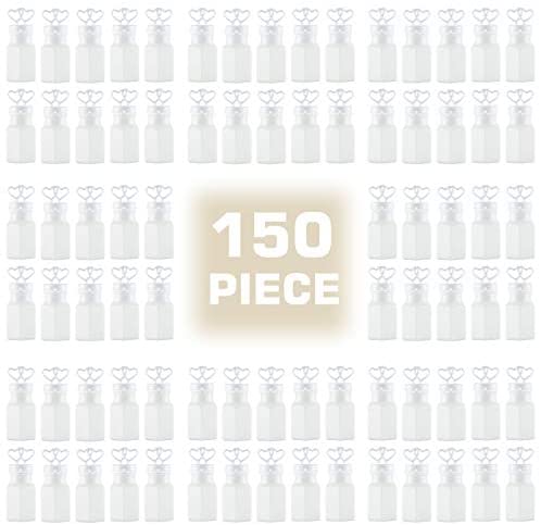 pre-filled Party Favor for 150 pack Mini White Double Heart Bubble Bottle