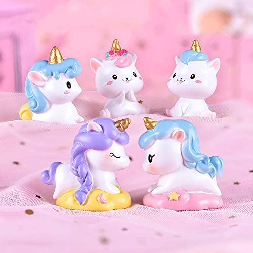 HONGECB Mini Figure Unicorno Set Torte di Compleann Festa Unicorno Cake Topper Unicorn Cake Topper per Bambini Baby Shower Decorazione Torta Forniture,12 pcs/4 cm Unicorno Cake Topper Kit 