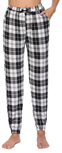 Ekouaer Women's Pajama Lounge Pants Comfy Casual Stretch Classic Plaid Drawstring Sleep Pj Bottoms Blau S 