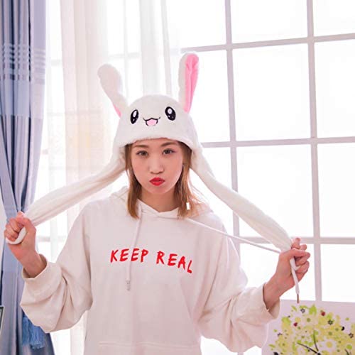 Cosplay Christmas Party Holiday Hat, IronBuddy LED Glowing Plush Moving Rabbit Hat Funny Glowing and Ear Moving Bunny Hat Cap for Women Girls 