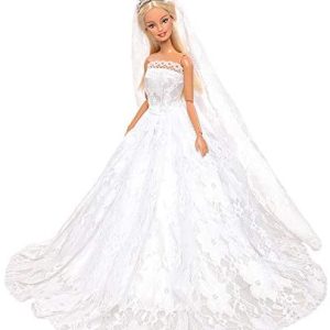 Wedding Dress with Veil and Pink Princess Evening Party Clothes Wears Gown Dress 
