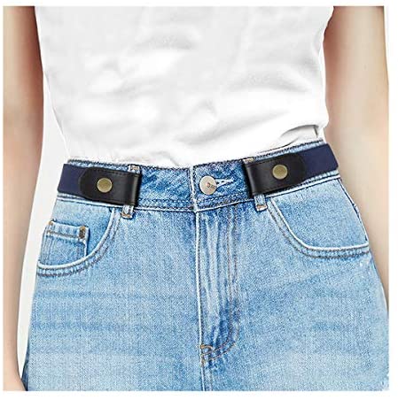 Women/Men Buckle-Free Elastic Belt for Jeans Ladies Invisible Belt Fits Waist 24-48 inches 