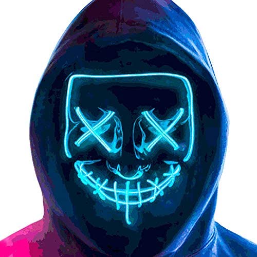 MeiGuiSha LED Halloween Purge Mask,Halloween Scary Cosplay Light up Mask for Festival Parties 