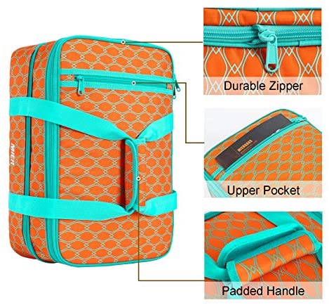 Expandable Orange Beach MIER Insulated Double Casserole Carrier Thermal Lunch Tote for Potluck Parties Fits 9 x 13 Inches Casserole Dish Picnic