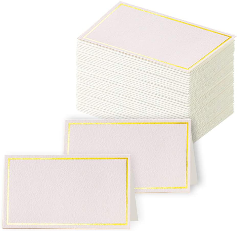Small Table Cards with Gold Foil Border Name Cards Details about   100Pcs Premium Place Cards 