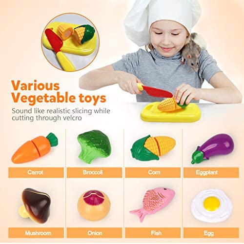 Kitchen Playset D-Fantix Pretend Play Toy Accessories Kids Pots Pans Cooking Set 