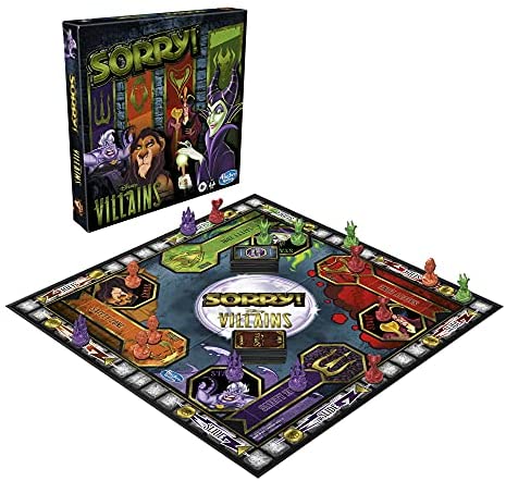 Family Games for Ages 6 and Up Green Exclusive Hasbro Gaming Sorry Board Game: Disney Villains Edition Kids Game 