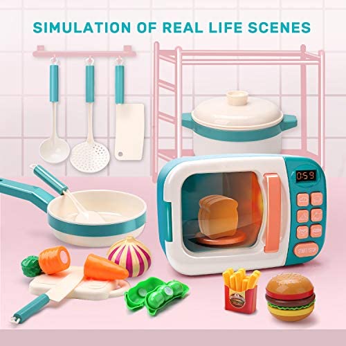 Details about   CUTE STONE Microwave Toys Kitchen Play Set,Kids Pretend Play Electronic Oven wit 