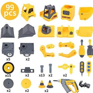 Sotodik 99PCS Take Apart Toys Car with Electronic Drill 21 Models DIY Vehicle Playset Crane Truck Dump Construction Engineering STEM Learning Toys for Kids Boys Girls  