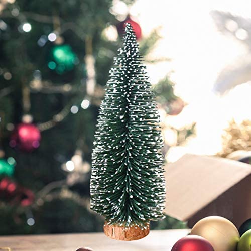 12x Mini Sisal Trees Bottle Brush Christmas Trees Snow Frost Xmas Decor 