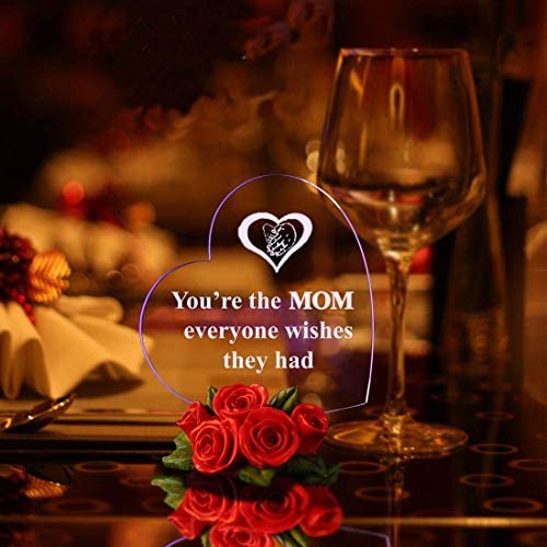 Giftgarden LED Lighted Heart Shaped Wedding Day Cake Topper Decorations Red Rose Statue
