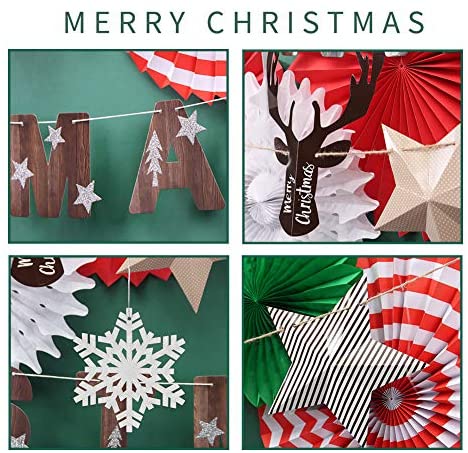 Easy Joy Hanging Paper Fans Decorations Christmas Party Decoration Merry Christmas Banner Silver Snowflake Ornaments 01 