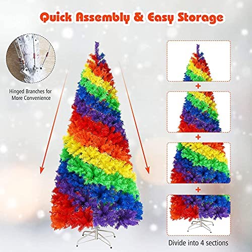 7' Pre-Lit Rainbow Christmas Tree with 350 Lights NEW 