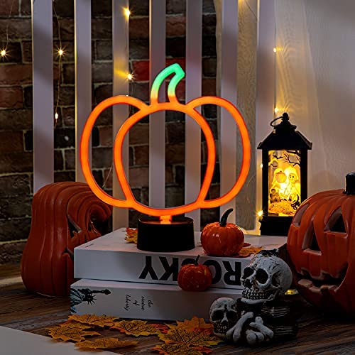 Home Decoration. Living Room Indoor Night Table Lamp with Battery or USB Powered for Party Pumpkin Wedding Family Room Pumpkin Shaped Halloween Decoration LED Neon Sign Light Kids Room 