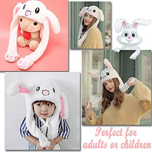 Yellow 12 QIWYGPYQ Cute Animal Hat Ear Moving Jumping Hat Funny Animal Plush Rabbit Hats Kids Adult Christmas Party Cosplay Holiday Hats 