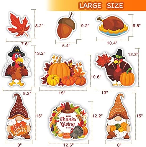 Fall Thanksgiving Yard Signs Outdoor Decorations,9pcs Turkey Pumpkins Maple