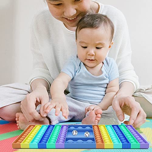 Dearcho Jumbo Chess Board Pop Game with Dice Kids Toys Childrens Day Gift Rainbow Pop Fight Game for Stress Relief Big Size Fidget Toy for Kids and Adults 