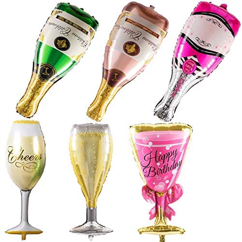 Giant Champagne Bottle & Glass Party Balloon Wedding NYE New Years Birthday 21st 