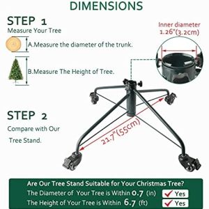 ELFJOY Christmas Tree Stand 21.65 Iron Metal Tree Base with Wheels Rubber Pad Thumb Screw 