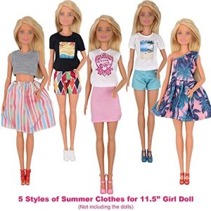 EuTengHao 78Pcs Doll Clothes and Accessories for 11.5 Inch Girl Doll and 12 Inch Boy Doll Includes 28 Wear Clothes Shoes and Lovers Outfit Sky Wheel Surfboard Hat for Summer Style Doll Accessories 