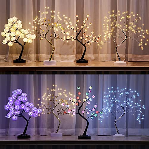 Lighted Artificial Table Lamp with Multi Color Night Lights for Home Party Wedding Bedroom Fashionlite 18 inch Colorful Cherry Blossom Bonsai Tree 35 LED with 18 Colors Changing Modes Remote Control