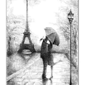 Paris Eiffel Tower Car Umbrella Wall Art Print Canvas Framed Decor Xmas Gift 3Ps 