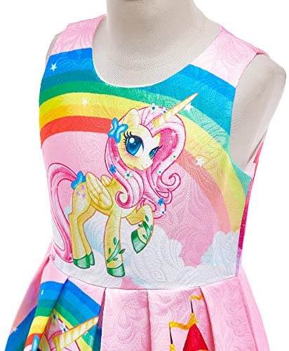 Dressy Daisy Rainbow Unicorn Pony Costume Birthday Party Fancy Dress Up Clothes for Toddler Little Girls 