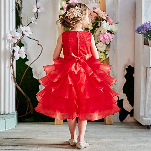 NNJXD Girl Dress Kids Ruffles Lace Party Wedding Dresses 