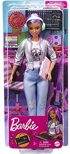 Colorful Orange Hair Barbie Career of The Year Music Producer Doll 12-in Computer & Headphone Accessories Trendy Tee Jacket & Jeans Plus Sound Mixing Board Great Toy Gift 