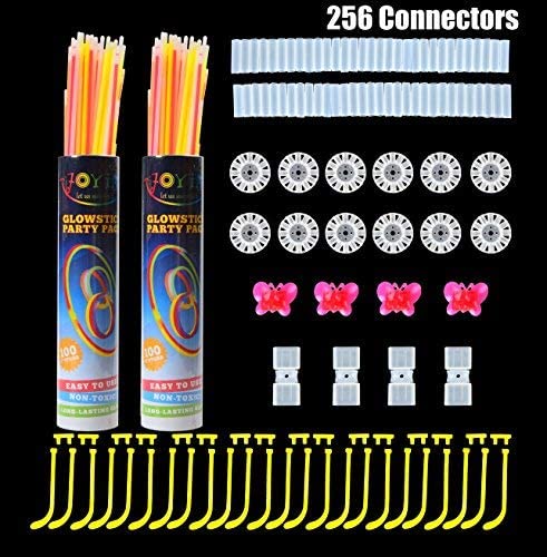 Joyin Glow Sticks Bulk 200 8" Glowsticks ; Bracelets Glo Total 456 Pcs 7 Colors 