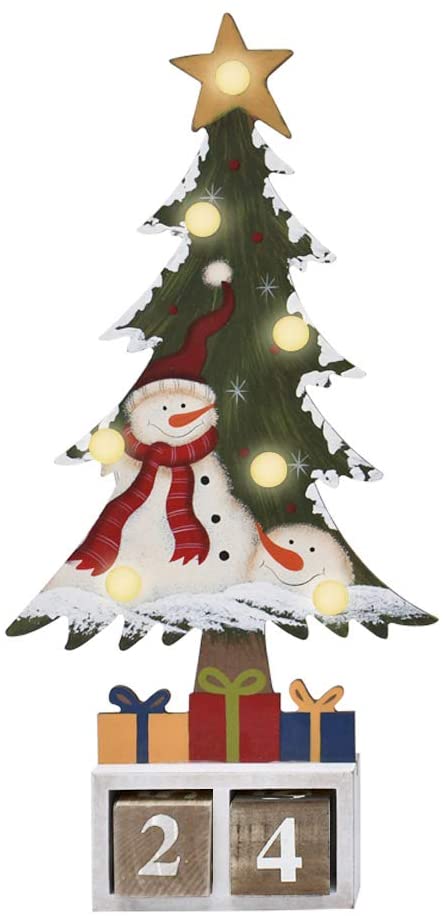 Novelty Advent Christmas Calender Wooden Block Santa Theme Christmas Decorations 