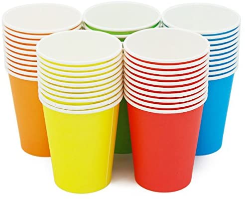Paper Cups For ，Weddding & Party Cups 8oz Multicolor 50pcs Chenhon Party Disposable Cups
