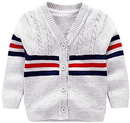 BAVST Baby Button-up Cardigan V-Neck Knit Sweater Boys Toddler Casual Outerwear 
