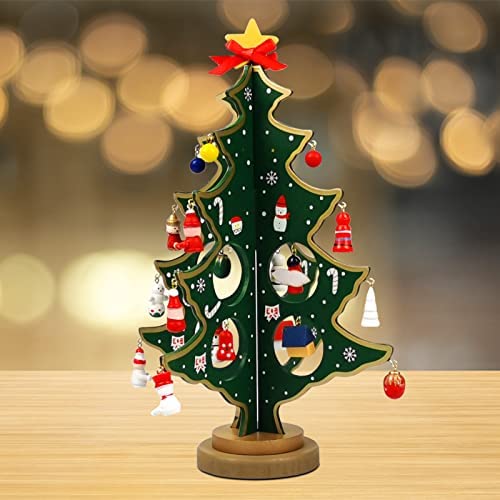 Mini Table Top Christmas Tree Girls and Toddlers Christmas Gifts for Adults Boys Wooden Advent Calendar 2021 with 24 Christmas Ornaments for Christmas Tabletop Small Decor 