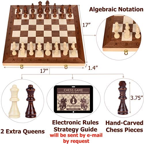 Large Chess Wooden Set Folding Chessboard Pieces Wood Board For Adult Kids 