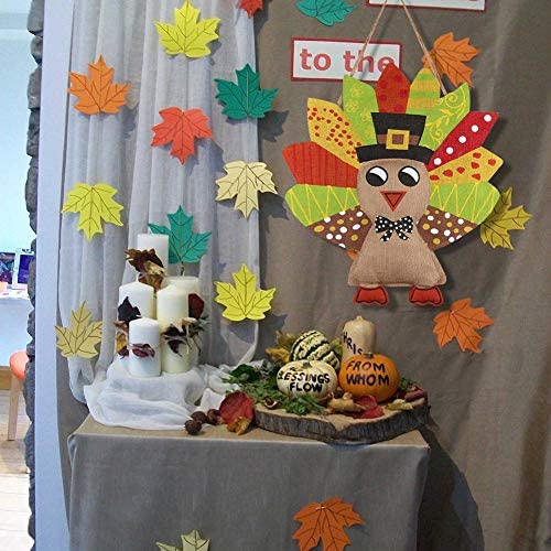 AerWo Turkey Burlap Door Decor Happy Harvest Sign Thanksgiving Wall Decoration 