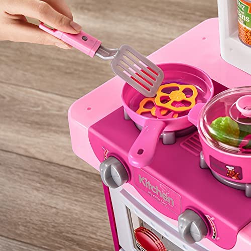 53 PCS Kitchen Toys for Toddlers Toy Pink Details about    Kitchen Playset Pretend Food 